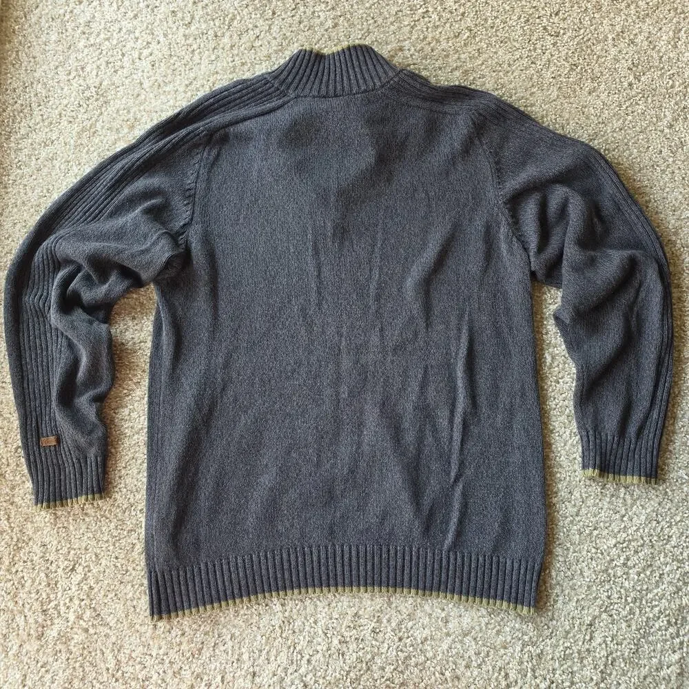 Columbia Sweater, Mens Medium, Gray Green, 1/4 Zip Pullover V-Neck